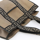FENDI Tote Bag Canvas Brown Silver Auth bs33677-6