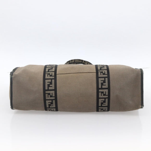 FENDI Tote Bag Canvas Brown Silver Auth bs33677