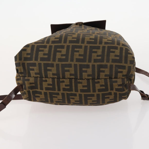 FENDI Zucca Canvas Rugzak Bruin Zwart Auth bs33678