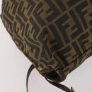 FENDI Zucca Canvas Rugzak Bruin Zwart Auth bs33678-16