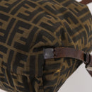 FENDI Zucca Canvas Rugzak Bruin Zwart Auth bs33678-17