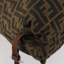 FENDI Zucca Canvas Rugzak Bruin Zwart Auth bs33678-18