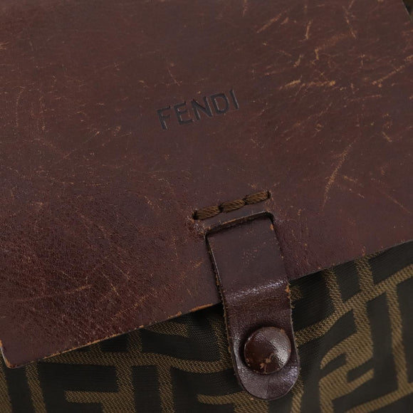 FENDI Zucca Canvas Rugzak Bruin Zwart Auth bs33678