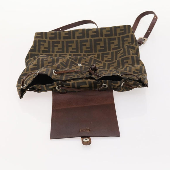 FENDI Zucca Canvas Rugzak Bruin Zwart Auth bs33678