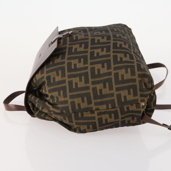FENDI Zucca Canvas Rugzak Bruin Zwart Auth bs33678