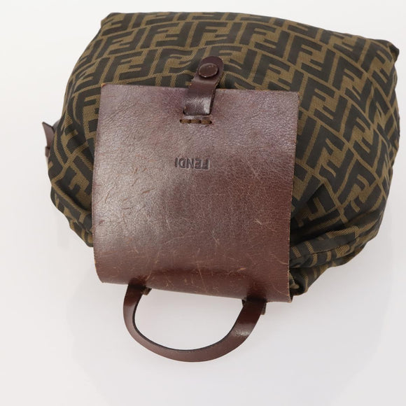 FENDI Zucca Canvas Rugzak Bruin Zwart Auth bs33678