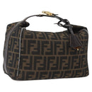FENDI Zucca Canvas Hand Bag Black Brown Auth bs33679-1