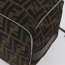 FENDI Zucca Canvas Hand Bag Black Brown Auth bs33679-15