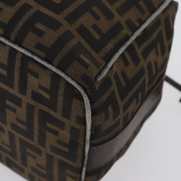 FENDI Zucca Canvas Handtas Zwart Bruin Auth bs33679