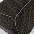 FENDI Zucca Canvas Hand Bag Black Brown Auth bs33679-16
