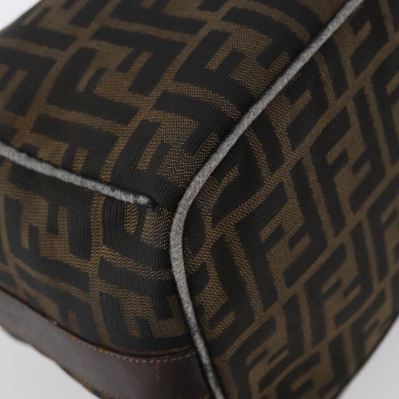 FENDI Zucca Canvas Handtas Zwart Bruin Auth bs33679
