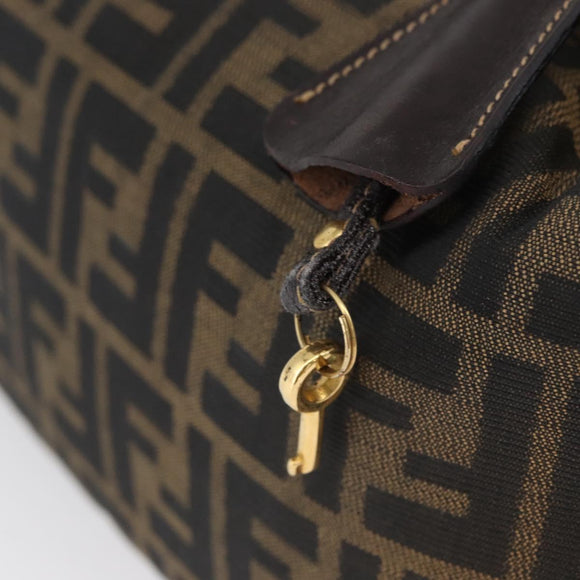 FENDI Zucca Canvas Handtas Zwart Bruin Auth bs33679