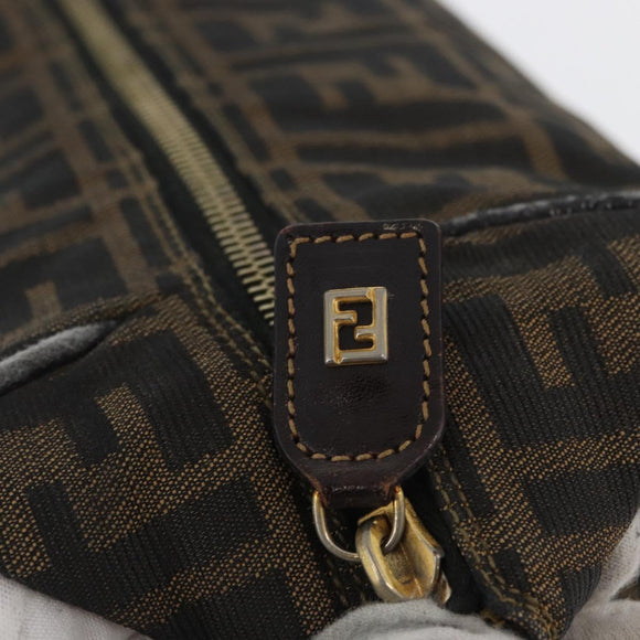 FENDI Zucca Canvas Handtas Zwart Bruin Auth bs33679