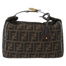 FENDI Zucca Canvas Hand Bag Black Brown Auth bs33679-13