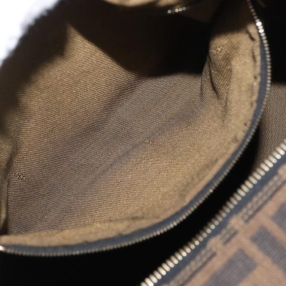 FENDI Zucca Canvas Hand Bag Black Brown Auth bs33679
