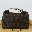 FENDI Zucca Canvas Hand Bag Black Brown Auth bs33679-12