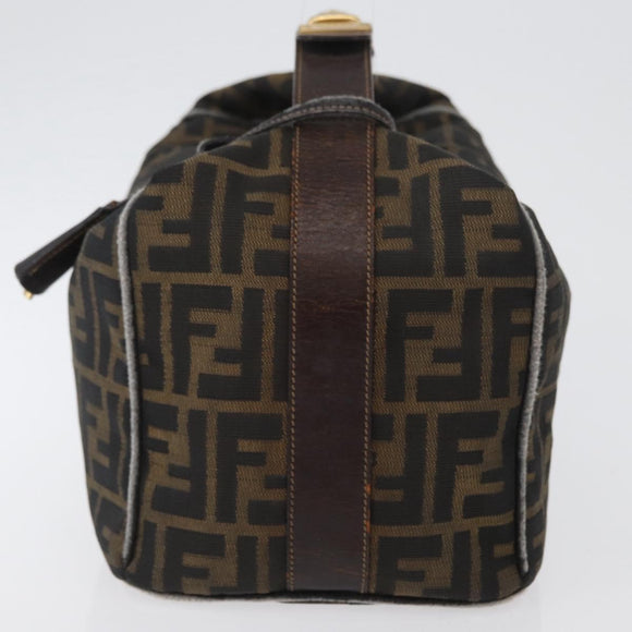 FENDI Zucca Canvas Handtas Zwart Bruin Auth bs33679