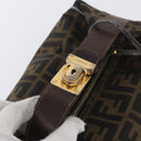 FENDI Zucca Canvas Hand Bag Black Brown Auth bs33679-7