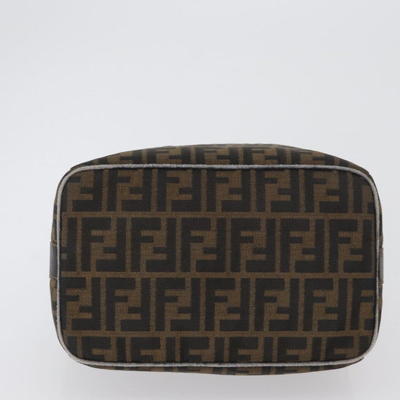 FENDI Zucca Canvas Handtas Zwart Bruin Auth bs33679