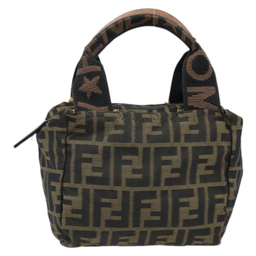 FENDI Zucca Canvas Hand Bag Black Brown Auth bs33680 - 0