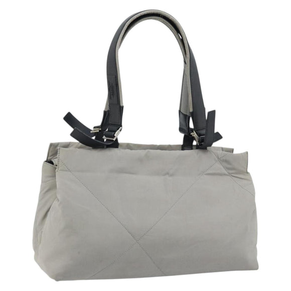 Salvatore Ferragamo Hand Bag Nylon Gray Silver Auth bs33681