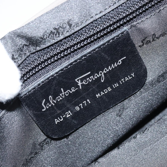 Salvatore Ferragamo Hand Bag Nylon Gray Silver Auth bs33681