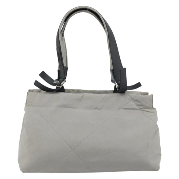 Salvatore Ferragamo Hand Bag Nylon Gray Silver Auth bs33681