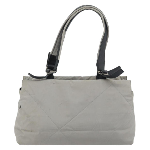 Salvatore Ferragamo Hand Bag Nylon Gray Silver Auth bs33681