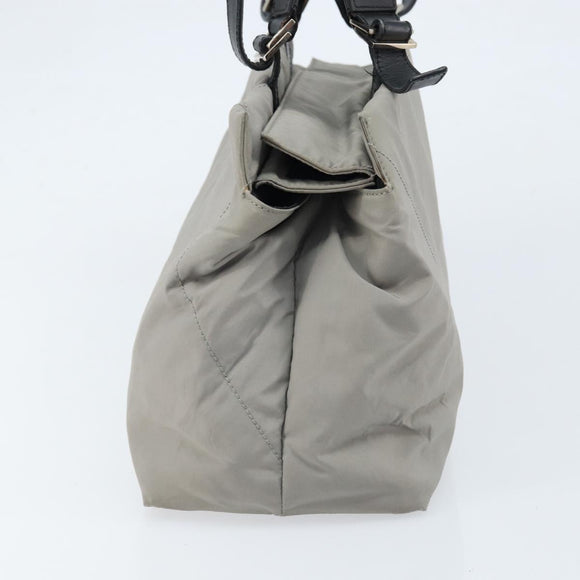Salvatore Ferragamo Hand Bag Nylon Gray Silver Auth bs33681