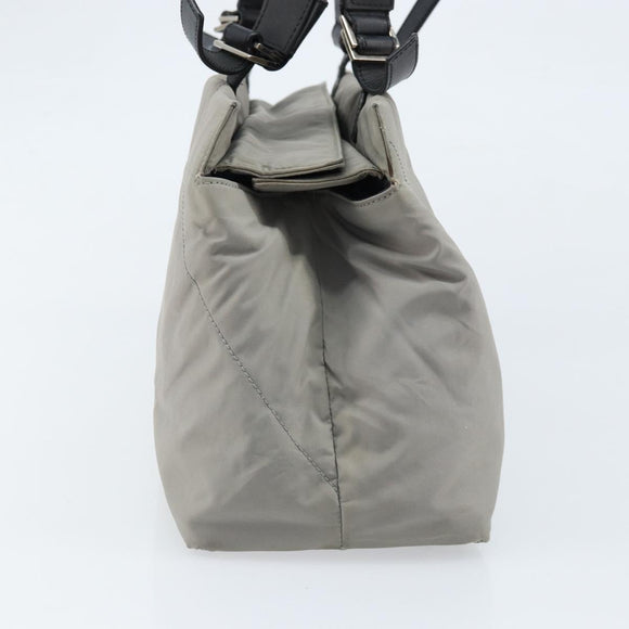 Salvatore Ferragamo Hand Bag Nylon Gray Silver Auth bs33681