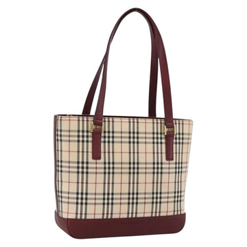 BURBERRY Nova Check Tote Bag Canvas Beige Gold Auth bs33682