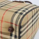 Burberrys Nova Check Hand Bag Canvas Beige Gold Auth bs33687-12