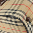 Burberrys Nova Check Hand Bag Canvas Beige Gold Auth bs33687-13