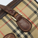 Burberrys Nova Check Hand Bag Canvas Beige Gold Auth bs33687-14
