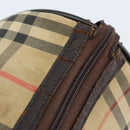 Burberrys Nova Check Hand Bag Canvas Beige Gold Auth bs33687-18