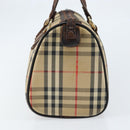 Burberrys Nova Check Hand Bag Canvas Beige Gold Auth bs33687-5