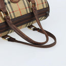 Burberrys Nova Check Hand Bag Canvas Beige Gold Auth bs33687-7