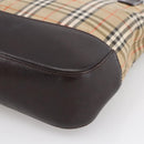 BURBERRY Nova Check Hand Bag Canvas Beige Gold Auth bs33688-9