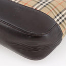 BURBERRY Nova Check Hand Bag Canvas Beige Gold Auth bs33688-15