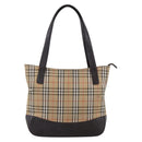BURBERRY Nova Check Hand Bag Canvas Beige Gold Auth bs33688-13