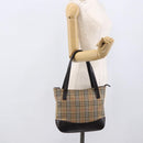 BURBERRY Nova Check Hand Bag Canvas Beige Gold Auth bs33688-22