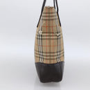 BURBERRY Nova Check Hand Bag Canvas Beige Gold Auth bs33688-3