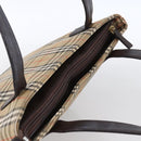BURBERRY Nova Check Hand Bag Canvas Beige Gold Auth bs33688-6