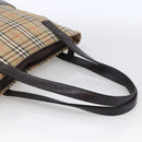 BURBERRY Nova Check Hand Bag Canvas Beige Gold Auth bs33688-7