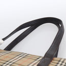 BURBERRY Nova Check Hand Bag Canvas Beige Gold Auth bs33688-8