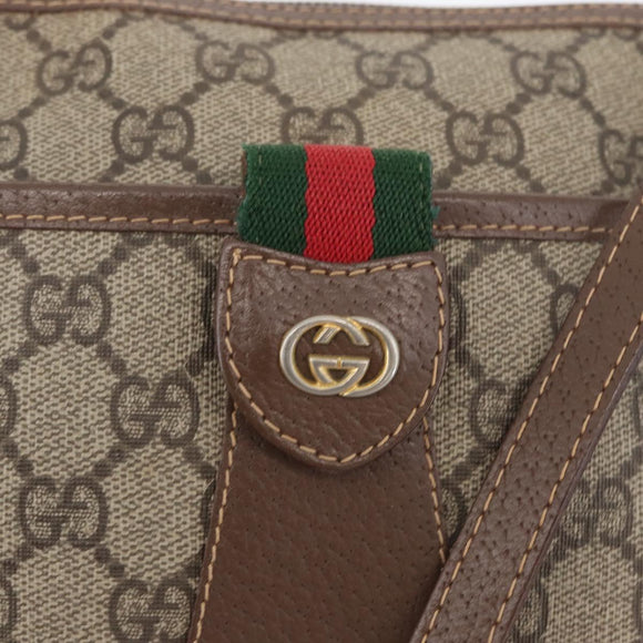 GUCCI GG Supreme Web Sherry Line Bag PVC Beige Gold 001 754 6177 Auth bs33691
