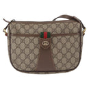 GUCCI GG Supreme Web Sherry Line Bag PVC Beige Gold 001 754 6177 Auth bs33691-13