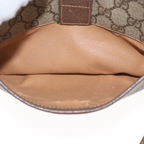 GUCCI GG Supreme Web Sherry Line Bag PVC Beige Gold 001 754 6177 Auth bs33691