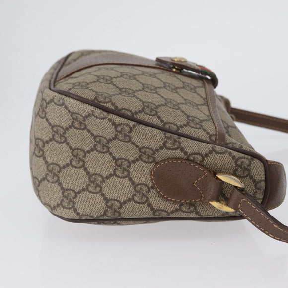 GUCCI GG Supreme Web Sherry Line Bag PVC Beige Gold 001 754 6177 Auth bs33691