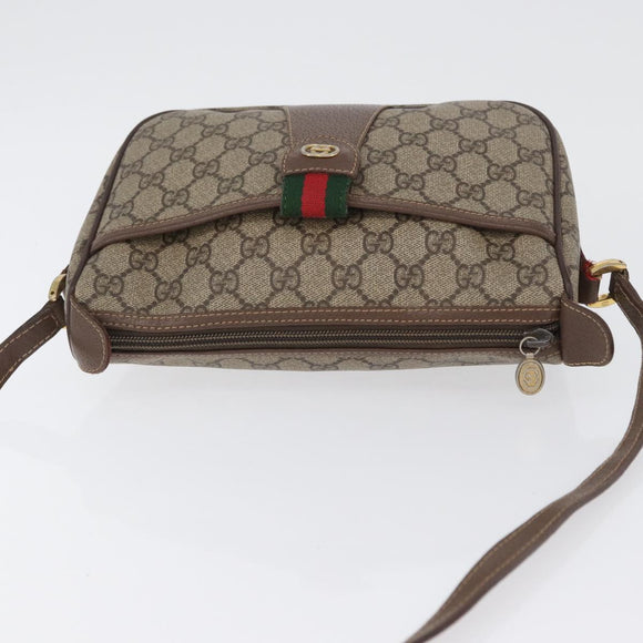 GUCCI GG Supreme Web Sherry Line Bag PVC Beige Gold 001 754 6177 Auth bs33691